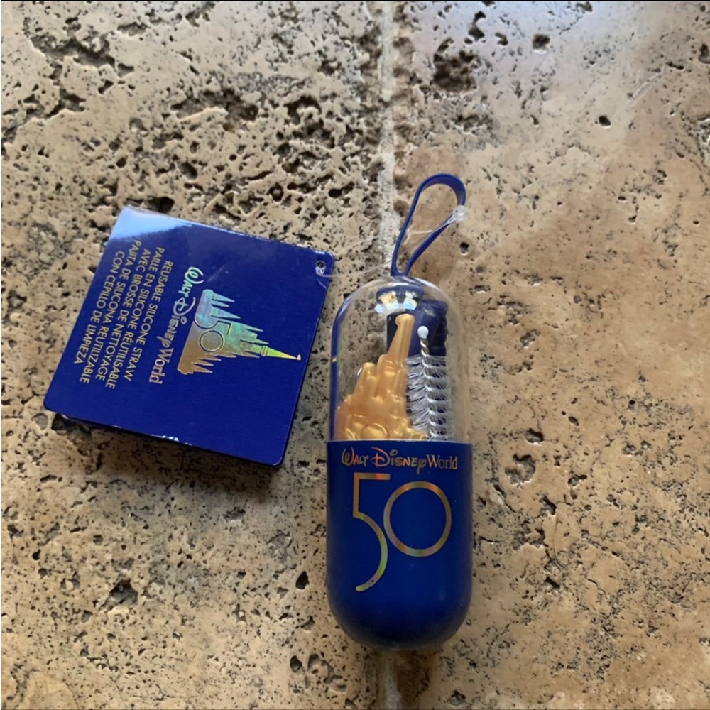 Walt Disney World 50th Anniversary Silicon Travel Straw